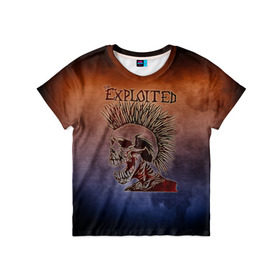 Детская футболка 3D с принтом The Exploited в Курске, 100% гипоаллергенный полиэфир | прямой крой, круглый вырез горловины, длина до линии бедер, чуть спущенное плечо, ткань немного тянется | band | metal | music | rock | the exploited | атрибутика | группа | метал | музыка | рок
