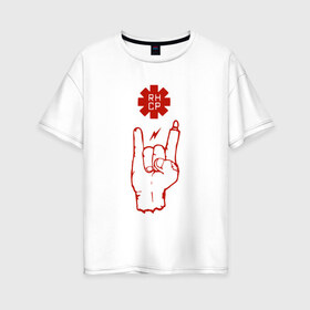 Женская футболка хлопок Oversize с принтом Коза Red Hot Chili Peppers в Курске, 100% хлопок | свободный крой, круглый ворот, спущенный рукав, длина до линии бедер
 | red hot chili peppers | rhcp | перцы | ред хот чили пепперс | рхчп | рэд