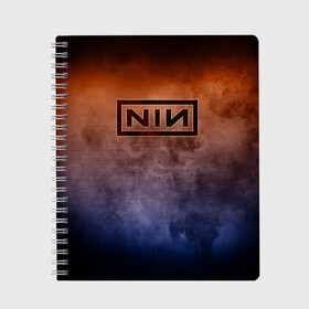 Тетрадь с принтом Nine Inch Nails в Курске, 100% бумага | 48 листов, плотность листов — 60 г/м2, плотность картонной обложки — 250 г/м2. Листы скреплены сбоку удобной пружинной спиралью. Уголки страниц и обложки скругленные. Цвет линий — светло-серый
 | band | metal | music | nine inch nails | rock | атрибутика | группа | метал | музыка | рок