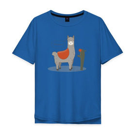 Мужская футболка хлопок Oversize с принтом alpaca-llama в Курске, 100% хлопок | свободный крой, круглый ворот, “спинка” длиннее передней части | Тематика изображения на принте: alpaca | llama | альпака | кактус | лама