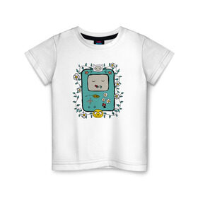 Детская футболка хлопок с принтом Бимо в Курске, 100% хлопок | круглый вырез горловины, полуприлегающий силуэт, длина до линии бедер | Тематика изображения на принте: adventure time | время приключений