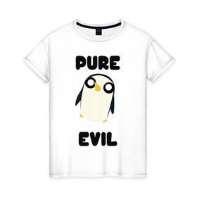 Женская футболка хлопок с принтом Пингвин в Курске, 100% хлопок | прямой крой, круглый вырез горловины, длина до линии бедер, слегка спущенное плечо | adventure time | время приключений | гантер | пингвин