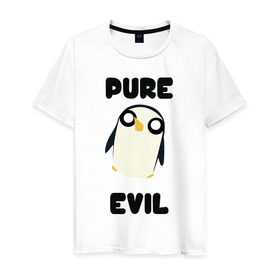 Мужская футболка хлопок с принтом Пингвин в Курске, 100% хлопок | прямой крой, круглый вырез горловины, длина до линии бедер, слегка спущенное плечо. | adventure time | время приключений | гантер | пингвин