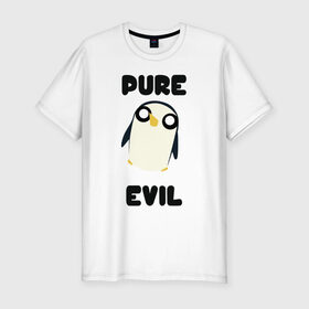 Мужская футболка премиум с принтом Пингвин в Курске, 92% хлопок, 8% лайкра | приталенный силуэт, круглый вырез ворота, длина до линии бедра, короткий рукав | adventure time | время приключений | гантер | пингвин