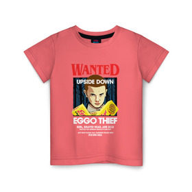 Детская футболка хлопок с принтом Wanted: Eggo Thief / 11 в Курске, 100% хлопок | круглый вырез горловины, полуприлегающий силуэт, длина до линии бедер | Тематика изображения на принте: 11 | netflix | stranger | things | бобби | браун | милли | нетфликс | одиннадцать