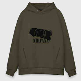 Мужское худи Oversize хлопок с принтом Nirvana в Курске, френч-терри — 70% хлопок, 30% полиэстер. Мягкий теплый начес внутри —100% хлопок | боковые карманы, эластичные манжеты и нижняя кромка, капюшон на магнитной кнопке | cobain | kurt | nirvana | альтернативный | гранж | грол | группа | дональд | кобейн | курт | музыка | музыкант | надпись | нервана | нирвана | новоселич | певец | рок | смайл | смайлик | солист | язык