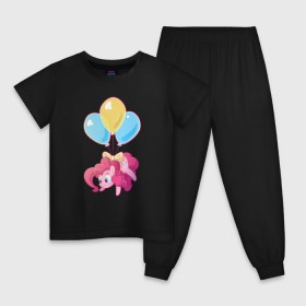 Детская пижама хлопок с принтом Chibi Pinkie Pie в Курске, 100% хлопок |  брюки и футболка прямого кроя, без карманов, на брюках мягкая резинка на поясе и по низу штанин
 | Тематика изображения на принте: cartoon | chibi | fim | mlp | mult | my little pony | pinkie | pinkie pie | pony | млп | пинки пай | пони