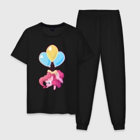 Мужская пижама хлопок с принтом Chibi Pinkie Pie в Курске, 100% хлопок | брюки и футболка прямого кроя, без карманов, на брюках мягкая резинка на поясе и по низу штанин
 | cartoon | chibi | fim | mlp | mult | my little pony | pinkie | pinkie pie | pony | млп | пинки пай | пони