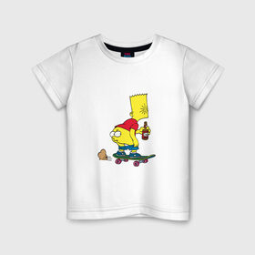 Детская футболка хлопок с принтом Bart Simpson в Курске, 100% хлопок | круглый вырез горловины, полуприлегающий силуэт, длина до линии бедер | skate | барт | борд | скейт