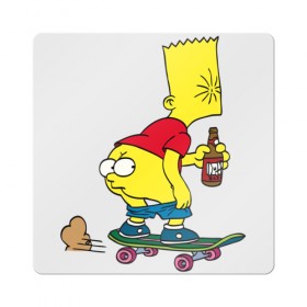 Магнит виниловый Квадрат с принтом Bart Simpson в Курске, полимерный материал с магнитным слоем | размер 9*9 см, закругленные углы | Тематика изображения на принте: skate | барт | борд | скейт