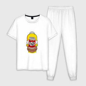 Мужская пижама хлопок с принтом Homer в Курске, 100% хлопок | брюки и футболка прямого кроя, без карманов, на брюках мягкая резинка на поясе и по низу штанин
 | Тематика изображения на принте: duff beer | simpsons | гомер