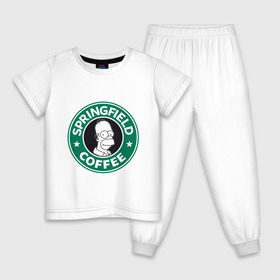 Детская пижама хлопок с принтом Springfield Coffee в Курске, 100% хлопок |  брюки и футболка прямого кроя, без карманов, на брюках мягкая резинка на поясе и по низу штанин
 | Тематика изображения на принте: homer | simpsons | гомер | лого | спрингфилд | старбакс