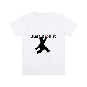 Детская футболка хлопок с принтом Just Doh It в Курске, 100% хлопок | круглый вырез горловины, полуприлегающий силуэт, длина до линии бедер | Тематика изображения на принте: doh | donut | homer | simpsons | гомер | пончик
