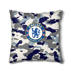 Подушка 3D с принтом FC Chelsea Camouflage в Курске, наволочка – 100% полиэстер, наполнитель – холлофайбер (легкий наполнитель, не вызывает аллергию). | состоит из подушки и наволочки. Наволочка на молнии, легко снимается для стирки | 