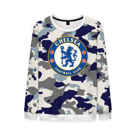 Мужской свитшот 3D с принтом FC Chelsea Camouflage в Курске, 100% полиэстер с мягким внутренним слоем | круглый вырез горловины, мягкая резинка на манжетах и поясе, свободная посадка по фигуре | 