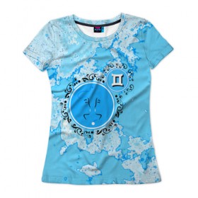 Женская футболка 3D с принтом Близнецы в Курске, 100% полиэфир ( синтетическое хлопкоподобное полотно) | прямой крой, круглый вырез горловины, длина до линии бедер | gemini | близнецы | звезды | знаки зодиака | космос | созвездие