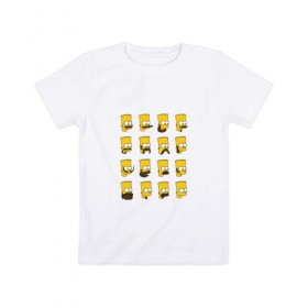 Детская футболка хлопок с принтом Барт Симпсон в Курске, 100% хлопок | круглый вырез горловины, полуприлегающий силуэт, длина до линии бедер | 