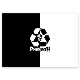 Поздравительная открытка с принтом Pharaoh в Курске, 100% бумага | плотность бумаги 280 г/м2, матовая, на обратной стороне линовка и место для марки
 | pharaoh | rap | голубин | реп | рэп | фараон | фристайл | хип хоп | хипхоп