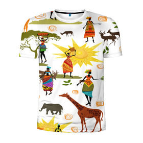 Мужская футболка 3D спортивная с принтом Африканский континет в Курске, 100% полиэстер с улучшенными характеристиками | приталенный силуэт, круглая горловина, широкие плечи, сужается к линии бедра | afrika | pattern | африка | африканские мотивы | африканские узоры | солнце | узор | этника | южный континент