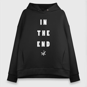 Женское худи Oversize хлопок с принтом Linkin Park - In The End (Black & White) в Курске, френч-терри — 70% хлопок, 30% полиэстер. Мягкий теплый начес внутри —100% хлопок | боковые карманы, эластичные манжеты и нижняя кромка, капюшон на магнитной кнопке | Тематика изображения на принте: 0x000000123 | black | chester bennington | linkin park | lp | meteora | линкин парк | метеора | честер беннингтон