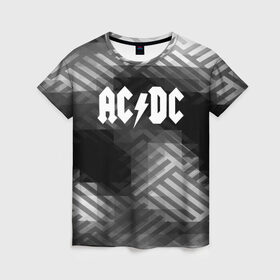 Женская футболка 3D с принтом AC/DC rock band в Курске, 100% полиэфир ( синтетическое хлопкоподобное полотно) | прямой крой, круглый вырез горловины, длина до линии бедер | ac dc | logo | music | pop | rock | usa | альтернатива | америка | металл | музыка | музыкальный | поп | рок