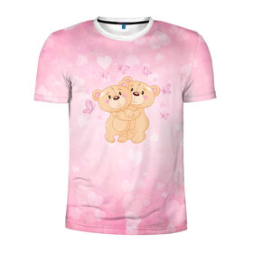 Мужская футболка 3D спортивная с принтом Мишки в Курске, 100% полиэстер с улучшенными характеристиками | приталенный силуэт, круглая горловина, широкие плечи, сужается к линии бедра | angel | heart | love | valentines day | амур | ангел | бабочки | купидон | любовь | медведь | сердце