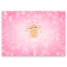 Поздравительная открытка с принтом Мишки в Курске, 100% бумага | плотность бумаги 280 г/м2, матовая, на обратной стороне линовка и место для марки
 | angel | heart | love | valentines day | амур | ангел | бабочки | купидон | любовь | медведь | сердце