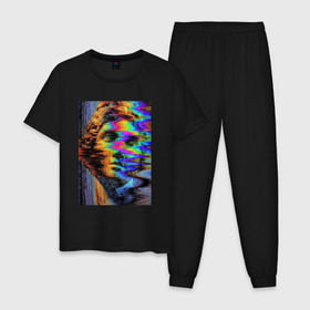 Мужская пижама хлопок с принтом Pixel art в Курске, 100% хлопок | брюки и футболка прямого кроя, без карманов, на брюках мягкая резинка на поясе и по низу штанин
 |  vaporwave | вебпанк | пиксель | скульптура