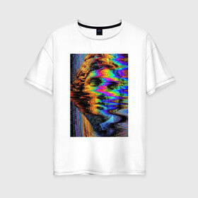 Женская футболка хлопок Oversize с принтом Pixel art в Курске, 100% хлопок | свободный крой, круглый ворот, спущенный рукав, длина до линии бедер
 |  vaporwave | вебпанк | пиксель | скульптура