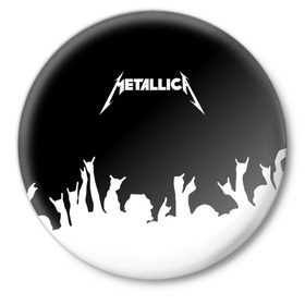 Значок с принтом Metallica в Курске,  металл | круглая форма, металлическая застежка в виде булавки | metallica | группа | джеймс хэтфилд | кирк хэмметт | ларс ульрих | метал | металика | металлика | миталика | музыка | роберт трухильо | рок | трэш | трэшметал | хард | хардрок | хеви | хевиметал