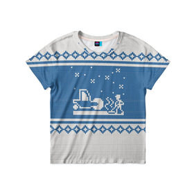 Детская футболка 3D с принтом Свитер с Оленем в Курске, 100% гипоаллергенный полиэфир | прямой крой, круглый вырез горловины, длина до линии бедер, чуть спущенное плечо, ткань немного тянется | зима | новый год | олень | подарок | прикол | свитер | свитер с оленем