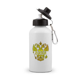 Бутылка спортивная с принтом Даня в золотом гербе РФ в Курске, металл | емкость — 500 мл, в комплекте две пластиковые крышки и карабин для крепления | 