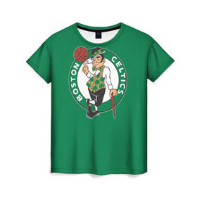 Женская футболка 3D с принтом Boston Celtics в Курске, 100% полиэфир ( синтетическое хлопкоподобное полотно) | прямой крой, круглый вырез горловины, длина до линии бедер | boston | boston celtics | celtics | nba | баскетбол | бостон | нба | селтикс