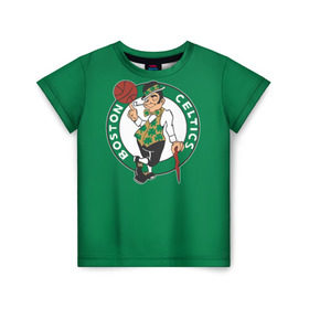 Детская футболка 3D с принтом Boston Celtics в Курске, 100% гипоаллергенный полиэфир | прямой крой, круглый вырез горловины, длина до линии бедер, чуть спущенное плечо, ткань немного тянется | boston | boston celtics | celtics | nba | баскетбол | бостон | нба | селтикс