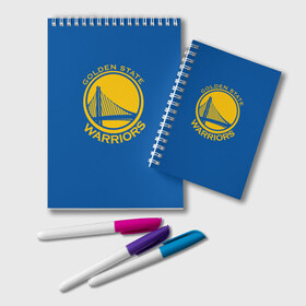 Блокнот с принтом Golden State Warriors в Курске, 100% бумага | 48 листов, плотность листов — 60 г/м2, плотность картонной обложки — 250 г/м2. Листы скреплены удобной пружинной спиралью. Цвет линий — светло-серый
 | Тематика изображения на принте: golden state | golden state warriors | nba | warriors | баскетбол | голден стэйт | нба | уорриорз