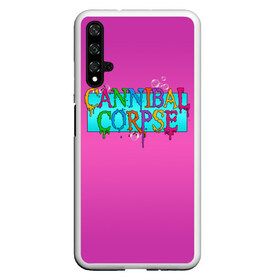 Чехол для Honor 20 с принтом Cannibal Corpse в Курске, Силикон | Область печати: задняя сторона чехла, без боковых панелей | band | cannibal corpse | fun | logo | metal | music | rock | группа | детский | метал | музыка | прикол | розовый | рок