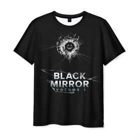 Мужская футболка 3D с принтом Black mirror в Курске, 100% полиэфир | прямой крой, круглый вырез горловины, длина до линии бедер | 