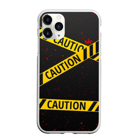 Чехол для iPhone 11 Pro Max матовый с принтом Caution Style в Курске, Силикон |  | blood | caution | street | tape | urban | брызги | кровь | лента | опасный | скотч | улица | урбан