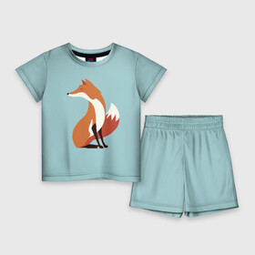 Детский костюм с шортами 3D с принтом Лисичка минималистичная в Курске,  |  | firefox | fox | low | lowpoly | poly | redfox | лис | лиса | лисица | лисонька | лоуполи | минимализм | огнелис