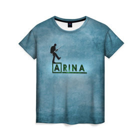 Женская футболка 3D с принтом Арина в стиле Доктор Хаус в Курске, 100% полиэфир ( синтетическое хлопкоподобное полотно) | прямой крой, круглый вырез горловины, длина до линии бедер | house | m.d. | бирюзовый