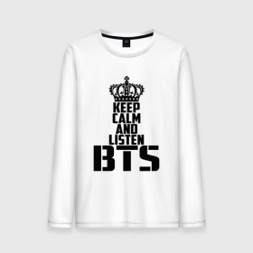 Мужской лонгслив хлопок с принтом Keep calm and listen BTS в Курске, 100% хлопок |  | bangtan boys | bts | j hope | jimin | jin | jungkook | k pop | rm | sonyeondan | suga | v | бойз бойс | бойскауты | бтс бенгтан. бангтан | группа | к поп | корейская | пуленепробиваемые | хип хоп