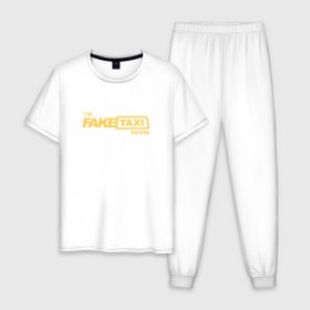 Мужская пижама хлопок с принтом FakeTaxi в Курске, 100% хлопок | брюки и футболка прямого кроя, без карманов, на брюках мягкая резинка на поясе и по низу штанин
 | 
