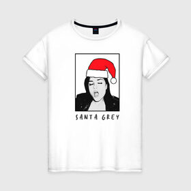Женская футболка хлопок с принтом Sasha Grey (Santa) в Курске, 100% хлопок | прямой крой, круглый вырез горловины, длина до линии бедер, слегка спущенное плечо | brazzers | sasha gray | sasha grey | бразерс | браззерс | саша грей | саша грэй