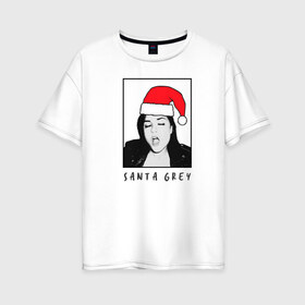 Женская футболка хлопок Oversize с принтом Sasha Grey (Santa) в Курске, 100% хлопок | свободный крой, круглый ворот, спущенный рукав, длина до линии бедер
 | brazzers | sasha gray | sasha grey | бразерс | браззерс | саша грей | саша грэй