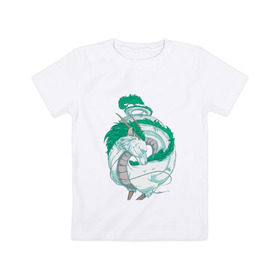 Детская футболка хлопок с принтом Хаку в Курске, 100% хлопок | круглый вырез горловины, полуприлегающий силуэт, длина до линии бедер | аниме | миядзаки | унесенные призраками