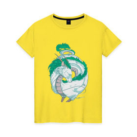 Женская футболка хлопок с принтом Хаку в Курске, 100% хлопок | прямой крой, круглый вырез горловины, длина до линии бедер, слегка спущенное плечо | аниме | миядзаки | унесенные призраками