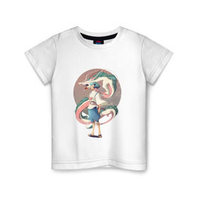 Детская футболка хлопок с принтом Унесенные призраками_6 в Курске, 100% хлопок | круглый вырез горловины, полуприлегающий силуэт, длина до линии бедер | аниме | миядзаки | унесенные призраками
