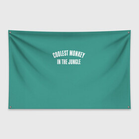 Флаг-баннер с принтом Coolest monkey in the jungle в Курске, 100% полиэстер | размер 67 х 109 см, плотность ткани — 95 г/м2; по краям флага есть четыре люверса для крепления | blackface | блэкфэйс | в джунглях | крутая | обезьяна | самая крутая обезьяна