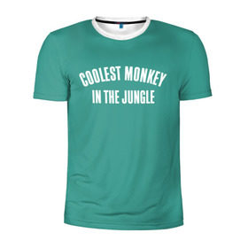 Мужская футболка 3D спортивная с принтом Coolest monkey in the jungle в Курске, 100% полиэстер с улучшенными характеристиками | приталенный силуэт, круглая горловина, широкие плечи, сужается к линии бедра | blackface | блэкфэйс | в джунглях | крутая | обезьяна | самая крутая обезьяна