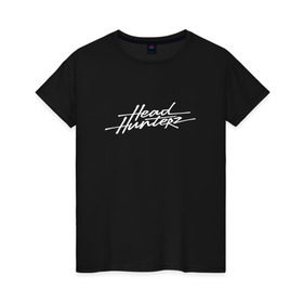 Женская футболка хлопок с принтом Headhunterz в Курске, 100% хлопок | прямой крой, круглый вырез горловины, длина до линии бедер, слегка спущенное плечо | edm | hardstyle | headhunterz